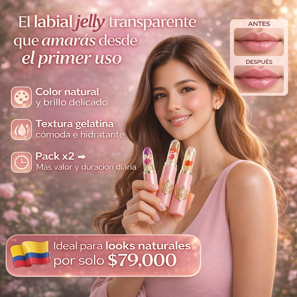 Labial Gelatina Hidratante x2 – Color Natural, Brillo Sutil y Comodidad Todo el Día
